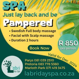 Spa pamper special L'abri day spa